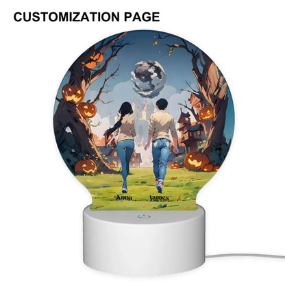 Personalized Round-Shaped Night Light - Custom Halloween Style